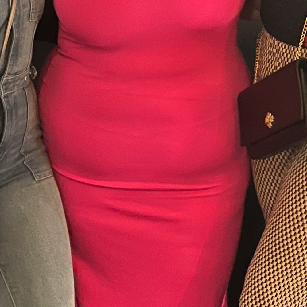Good American Pink Bodycon Midi Dress Sleeveless Cocktail